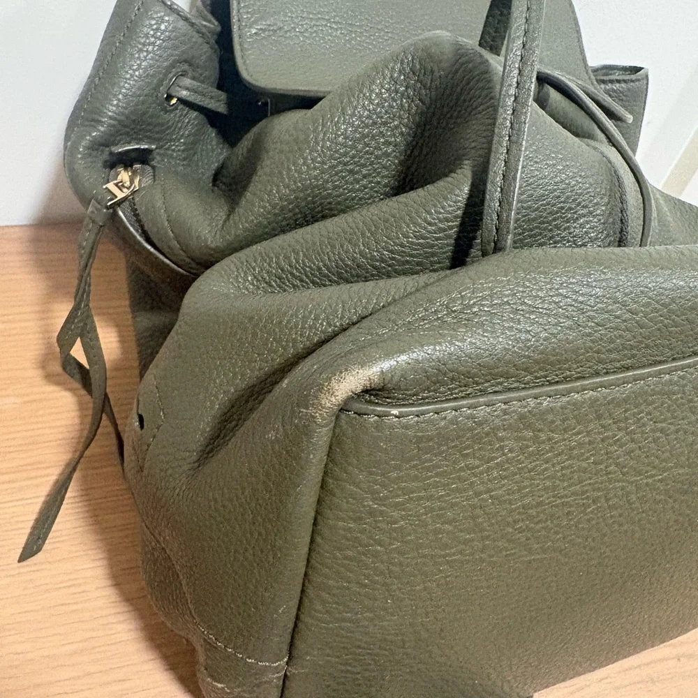 Tory Burch olive green midi-size leather backpack